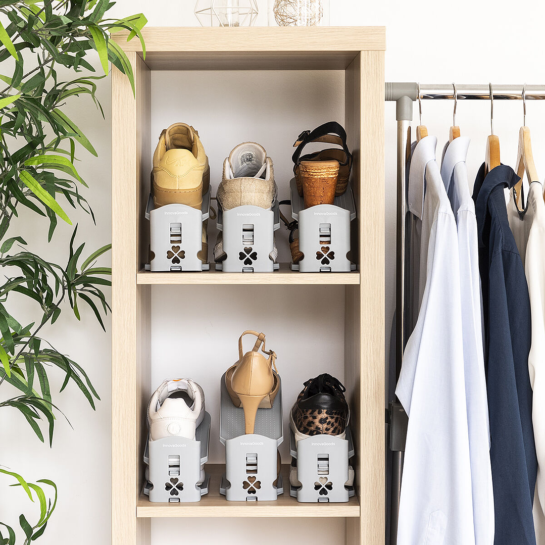 Organizador de Zapatos Regulable Sholzzer InnovaGoods 6 Unidades – Ahorro de Espacio y Orden en tu Hogar 1