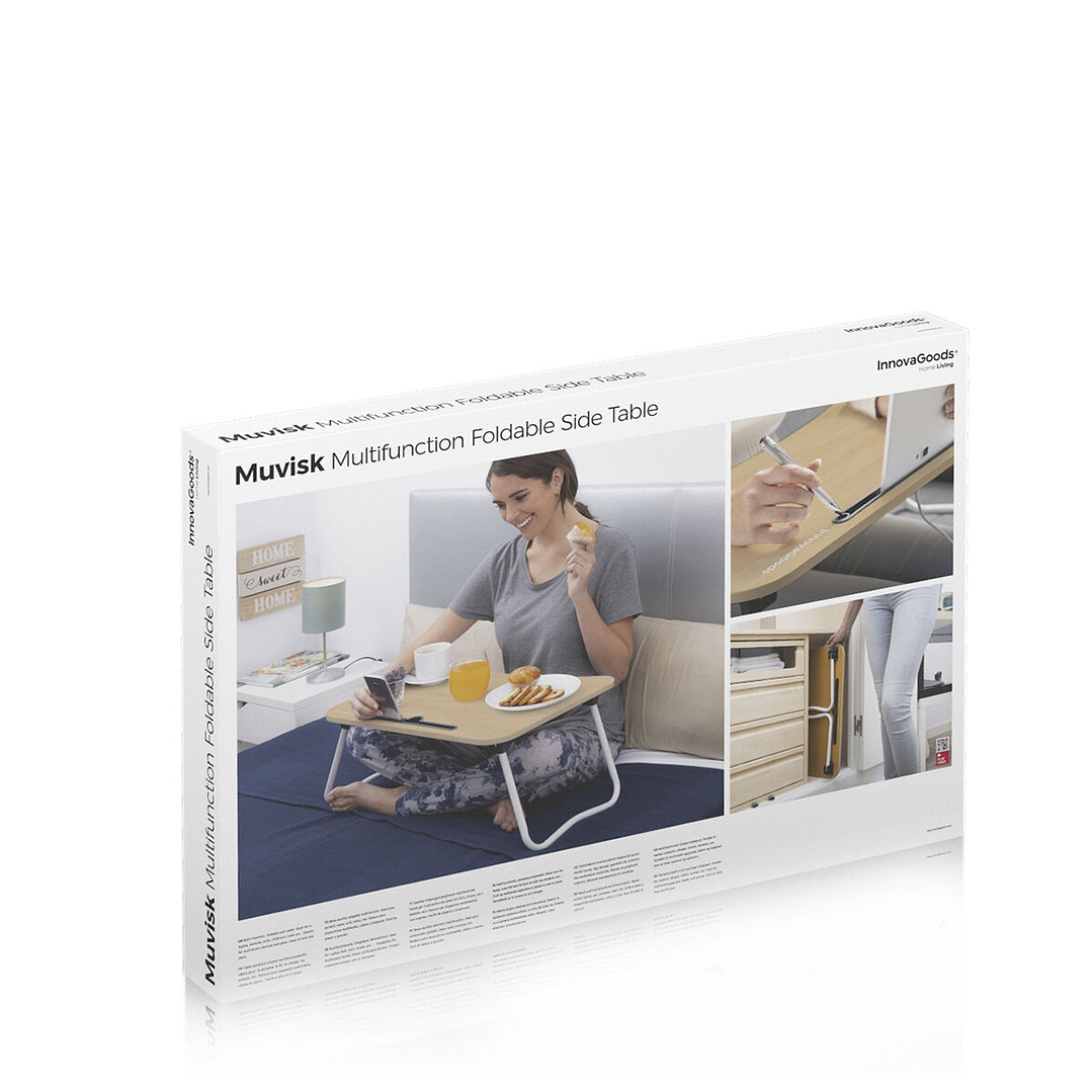 Mesa Plegable Auxiliar Multiuso Muvisk InnovaGoods para Cama y Sofá  Compacta, Ligera y Funcional 12