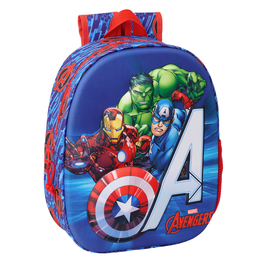 Mochila Infantil The Avengers 3D Roja y Azul Oscuro 27x33x10 cm – Mochila Escolar Preescolar Resistente y Ligera 1