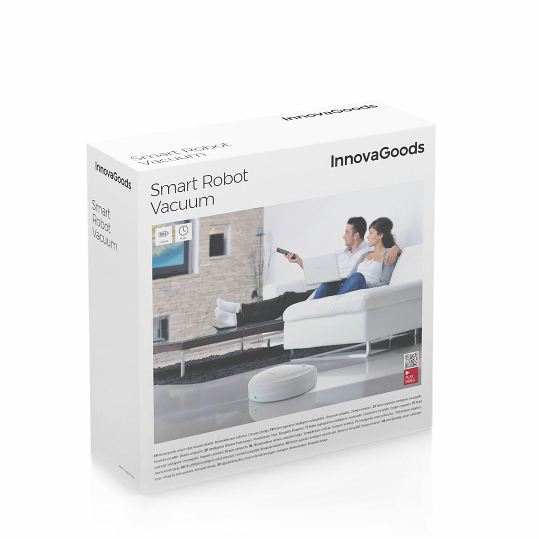 Robot Aspirador Inteligente InnovaGoods Blanco  Recargable, Extraplano y Multidireccional para Todo Tipo de Suelos 5