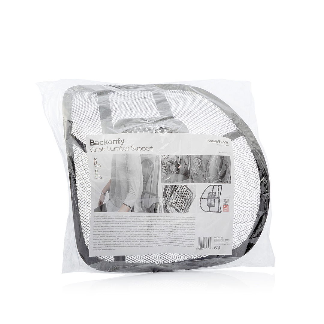 Respaldo Lumbar Portátil Transpirable Backonfy InnovaGoods | Soporte Ergonómico para Silla, Oficina y Coche 2