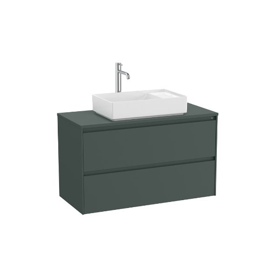Mueble de Baño Suspendido ONA Verde Mate con Dos Cajones para Lavabo Sobre Encimera  Diseño Moderno y Funcional 3