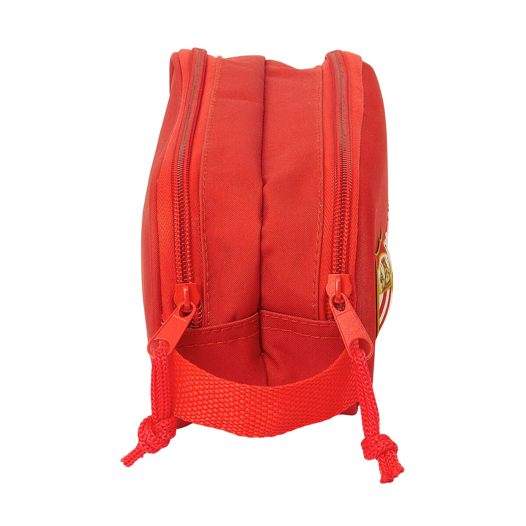 Estuche Doble Sevilla Fútbol Club Rojo 3D Infantil 21x8x6 cm con Asa Lateral 2