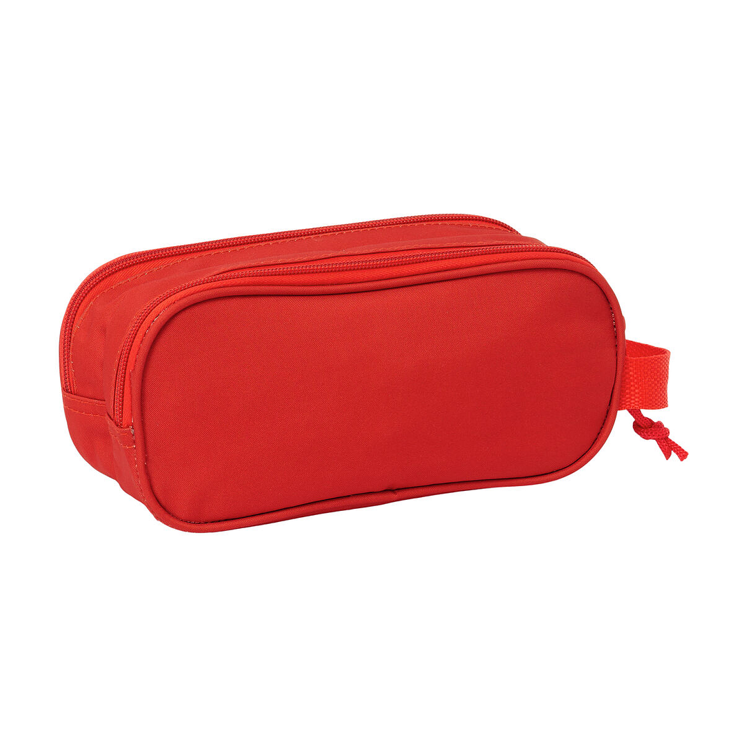 Estuche Doble Sevilla Fútbol Club Rojo 3D Infantil 21x8x6 cm con Asa Lateral 3