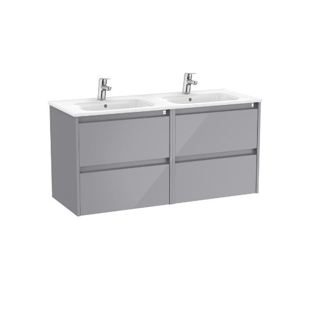 SERIE TENET Unik – Mueble de Baño Suspendido con Cuatro Cajones, Lavabo Doble de Porcelana 3