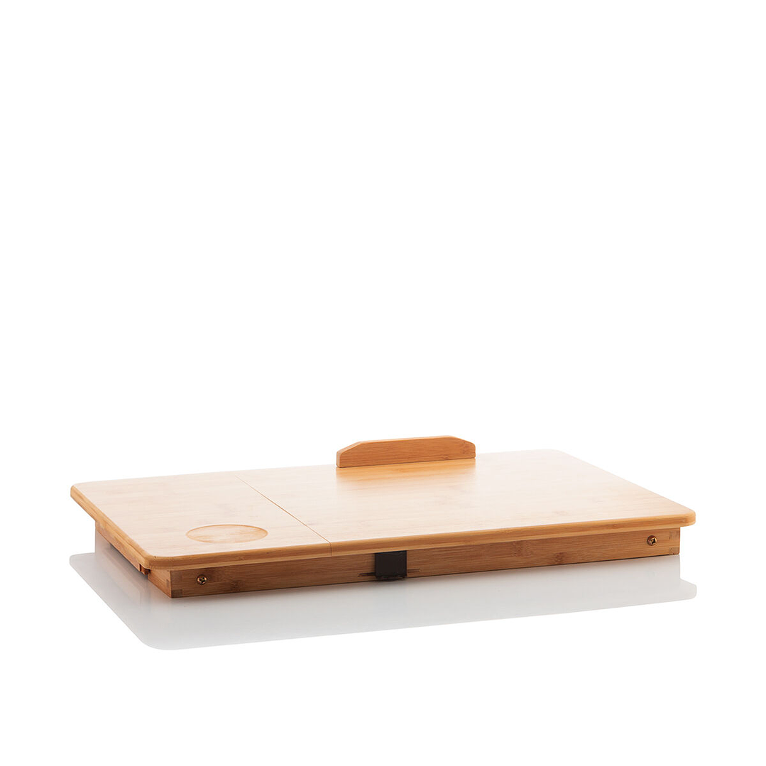 Mesa Plegable Auxiliar de Bambú Lapwood InnovaGoods  Altura Ajustable y Diseño Multifuncional 4