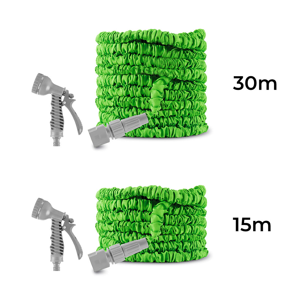 Manguera de Jardín Extensible Hoxtend InnovaGoods 30 m  Pistola de Riego con 7 Chorros y Bolsa de Transporte 8