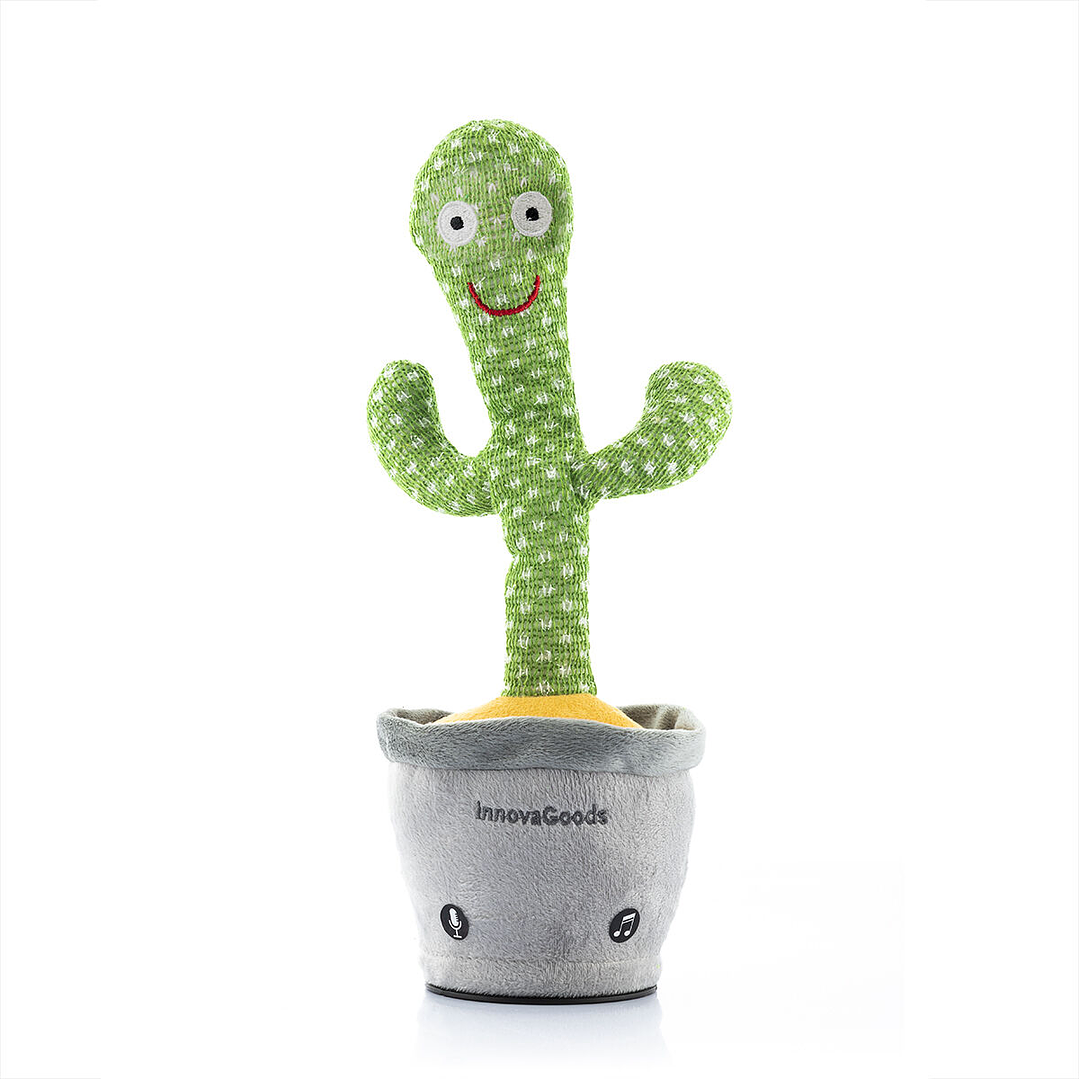 Cactus Bailarín y Parlanchín Recargable Cacxi InnovaGoods  Juguete Musical con LED Multicolor y Grabación de Voz 2