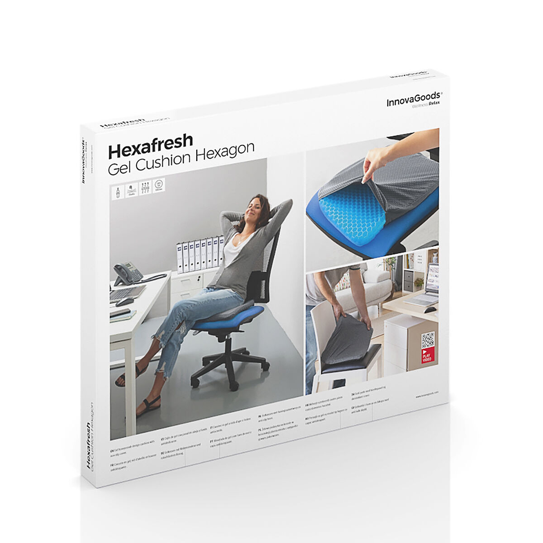 Cojín de Gel Hexafresh InnovaGoods con Diseño Panal de Abeja  Ergonómico, Transpirable y Antideslizante 9