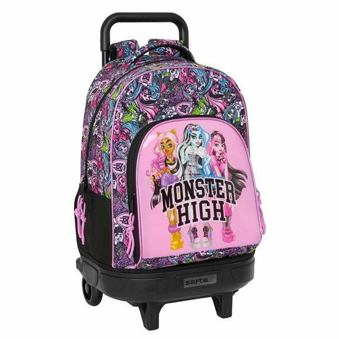 Mochila Escolar Monster High Drama Multicolor - Infantil, Reforzada y Extraíble con Compartimentos Funcionales 1