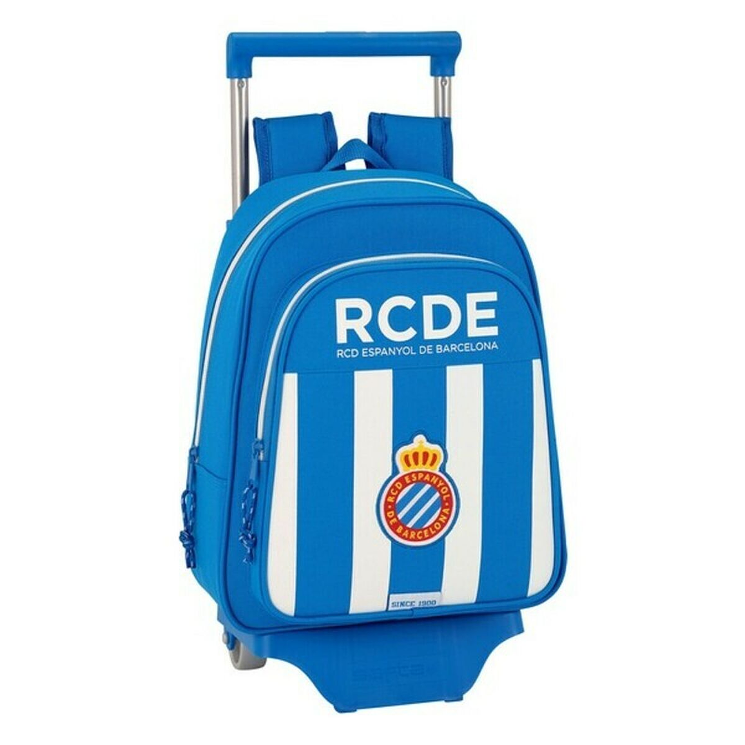 Mochila Escolar con Ruedas RCD Espanyol 705 - Diseño Deportivo Azul y Blanco con Carro Extraíble y Acolchado Ergonómico 1