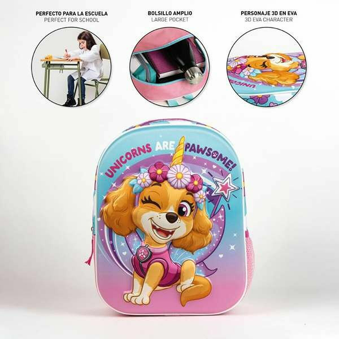 Mochila Infantil Rosa The Paw Patrol - Diseño Oficial para Niñas con Medidas 25 x 31 x 10 cm 3