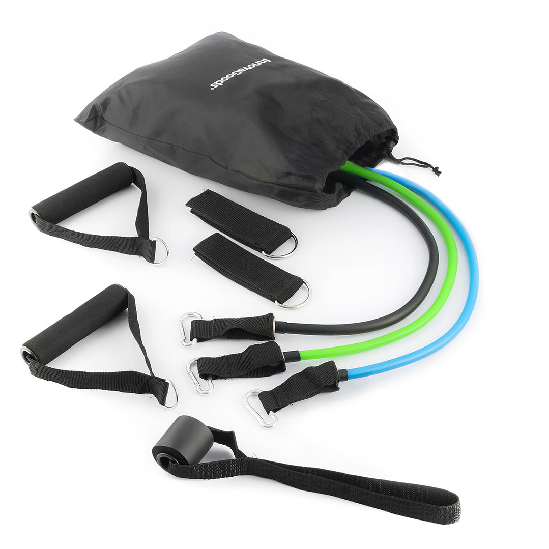 Set de Bandas de Resistencia Tribainer InnovaGoods - 3 Unidades con Accesorios y Guía de Ejercicios para Entrenamiento Integral 1