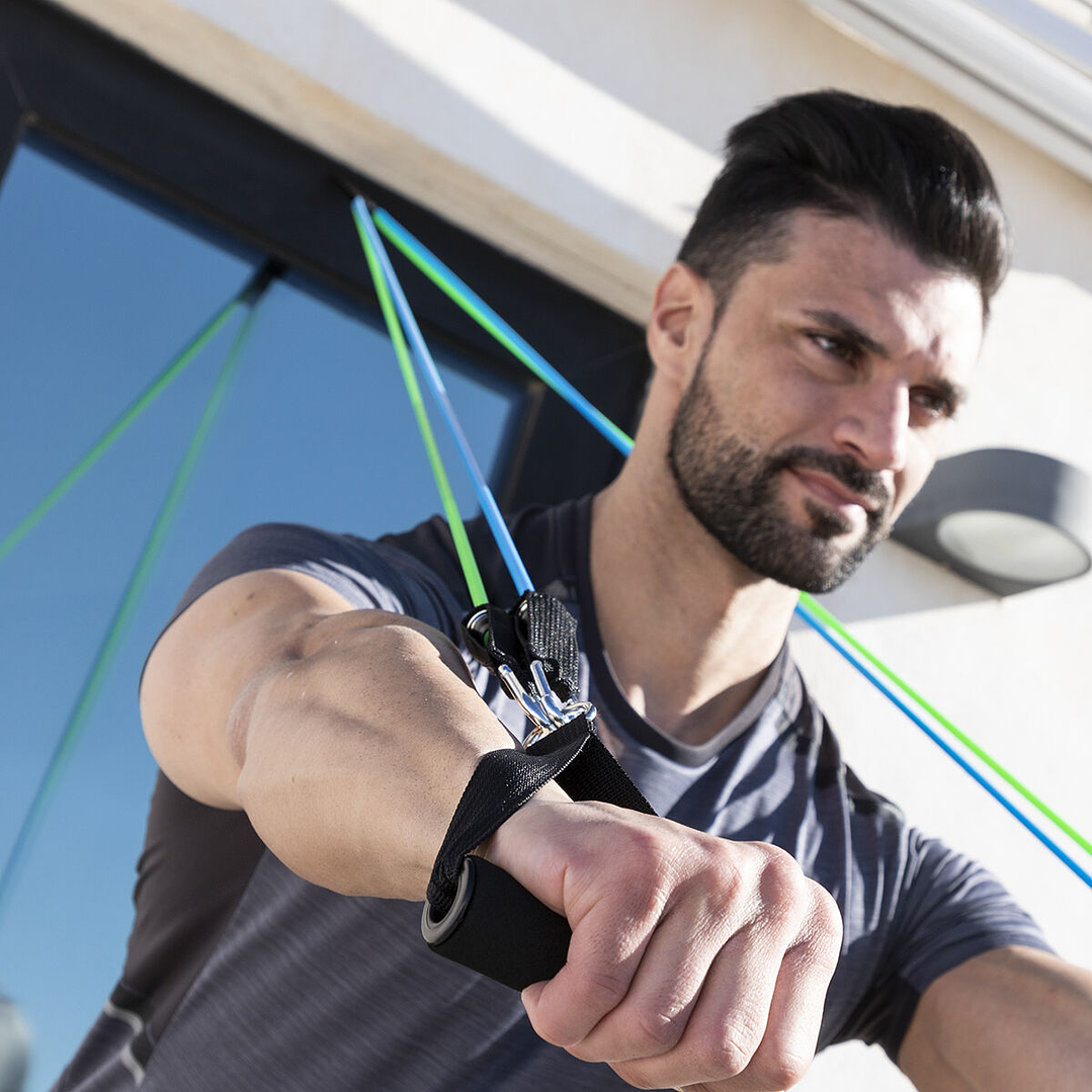 Set de Bandas de Resistencia Tribainer InnovaGoods - 3 Unidades con Accesorios y Guía de Ejercicios para Entrenamiento Integral 6