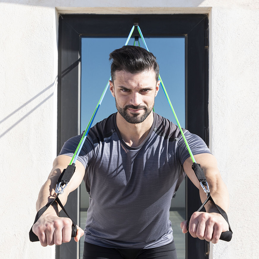 Set de Bandas de Resistencia Tribainer InnovaGoods - 3 Unidades con Accesorios y Guía de Ejercicios para Entrenamiento Integral 13