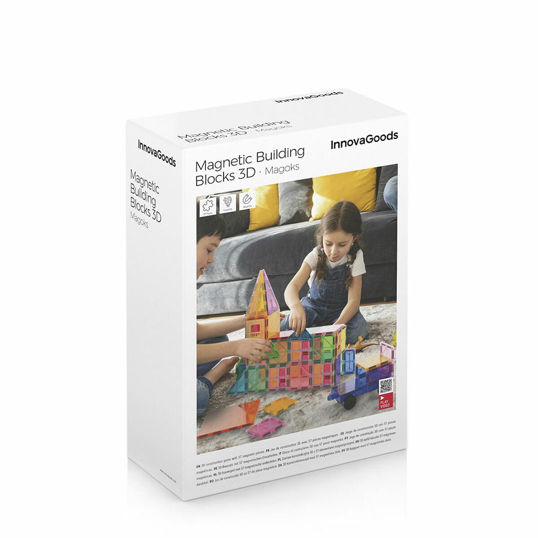 Bloques de Construcción Magnéticos 3D Magoks InnovaGoods - Juego Educativo Infantil de 57 Piezas para Creatividad y Aprendizaje 4