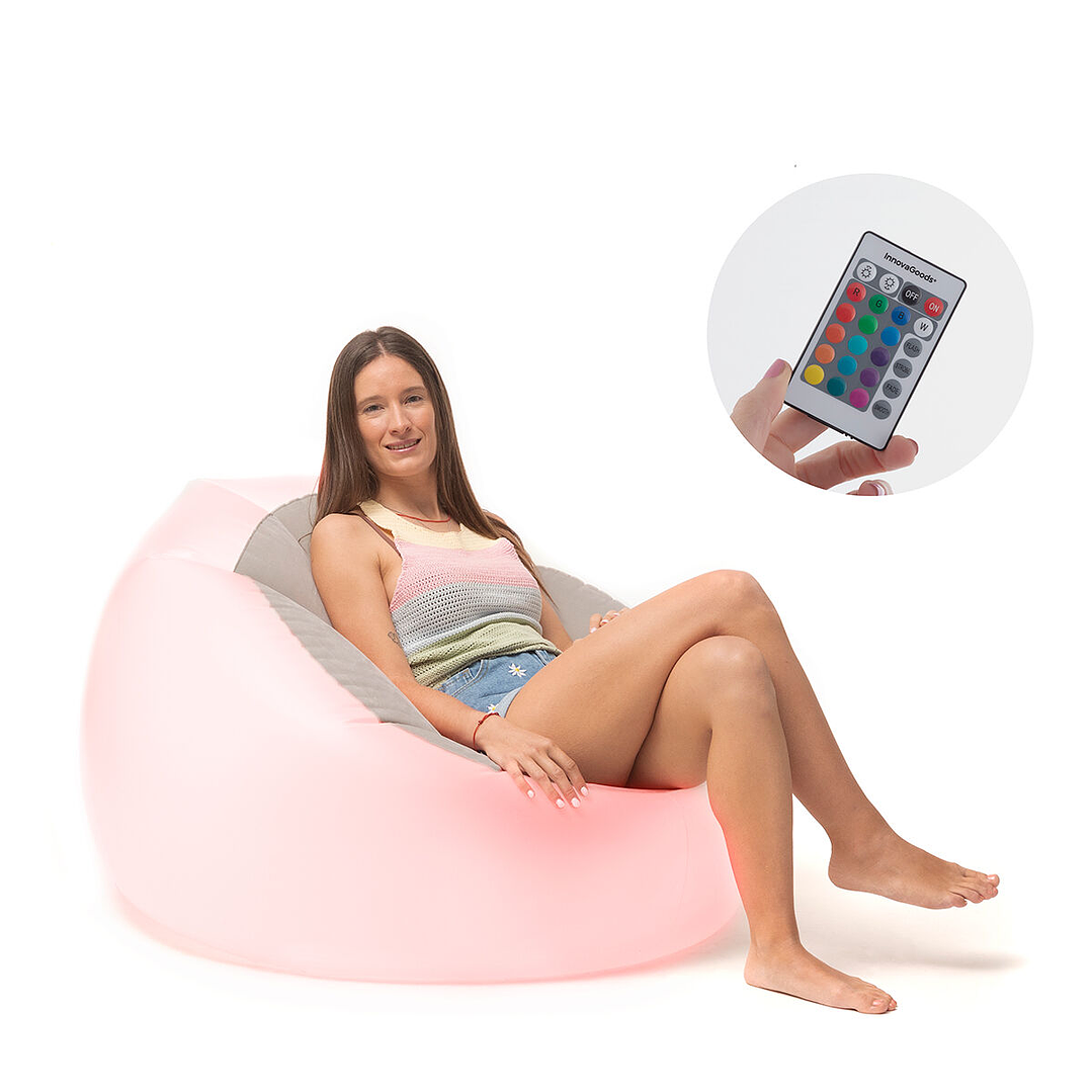 Sillón Hinchable con Luz LED Multicolor y Mando a Distancia Chight InnovaGoods – Uso Interior y Exterior, Diseño Transparente y Aterciopelado 10