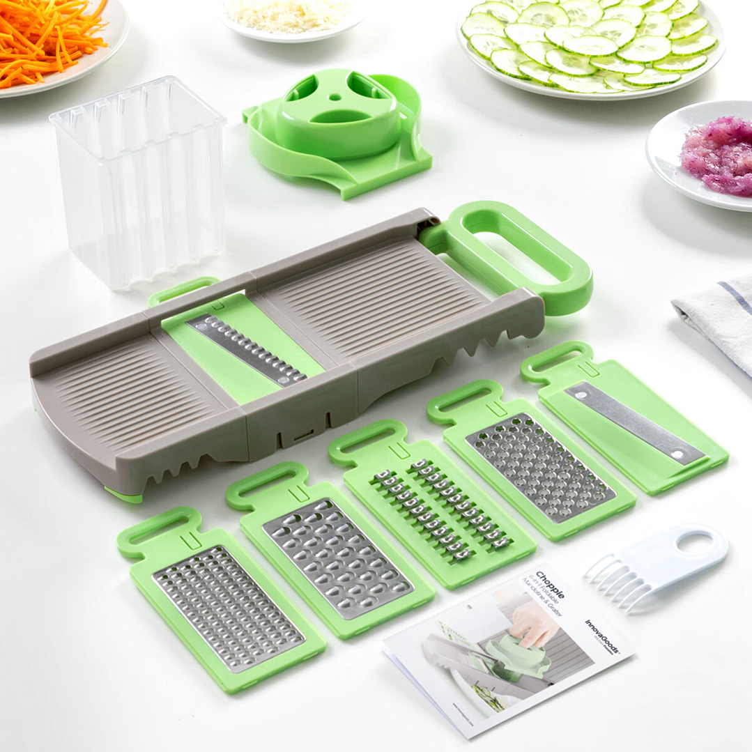 Mandolina-Rallador Plegable 6 en 1 Choppie InnovaGoods – Cortadora de Verduras Multifunción, Diseño Compacto y Cocina Saludable sin Esfuerzo 9