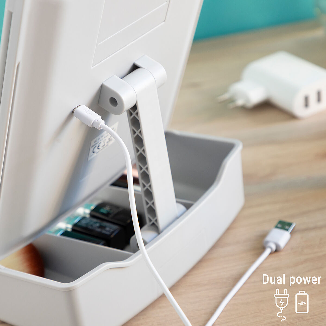 Espejo LED Plegable con Organizador de Maquillaje Panomir InnovaGoods – 3 en 1 Multifunción, con Iluminación Profesional, Aumento x7 y Diseño Compacto 9