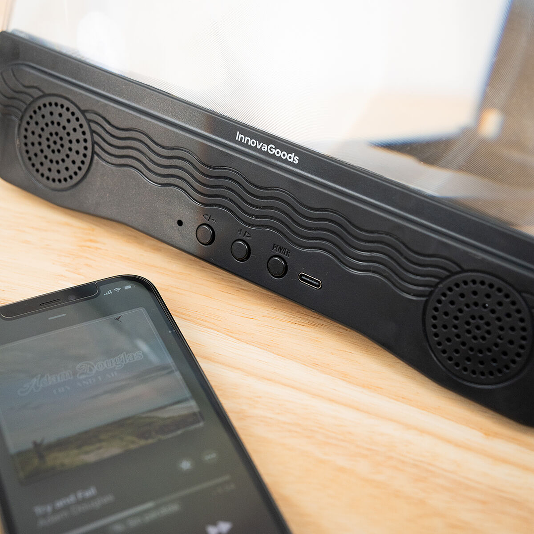 Amplificador de Pantalla para Móviles con Altavoz Recargable Screenier InnovaGoods - Pantalla de 12” con Aumento x3 y Sonido Bluetooth para Disfrutar tus Contenidos 5