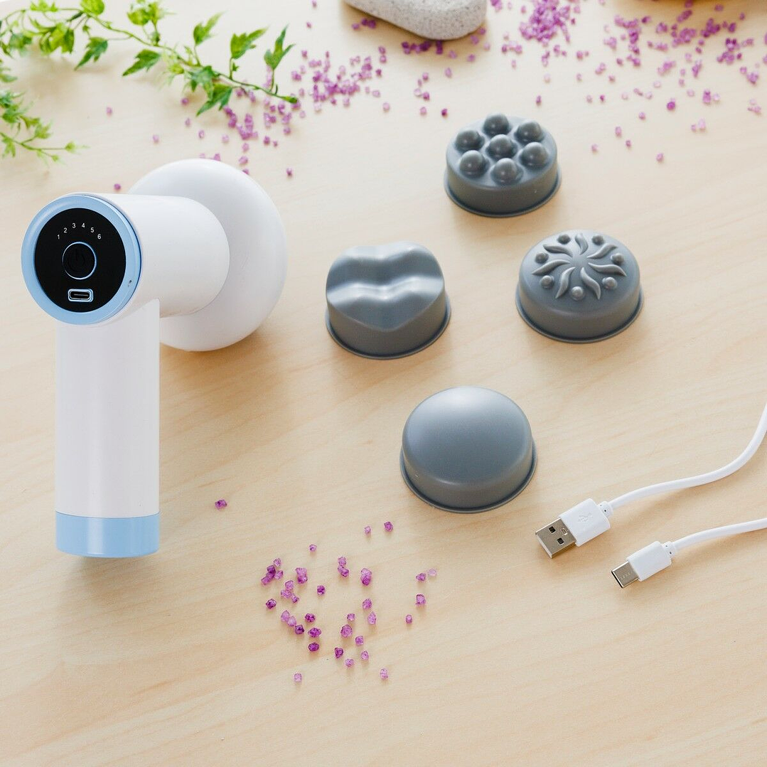 Pistola Masajeadora Anticelulítica Recargable 6 en 1 CellyGun InnovaGoods - Reducción de Grasa Localizada, Relajación Muscular y Diseño Ergonómico 1