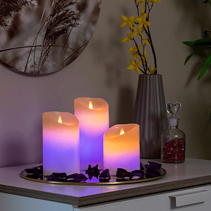 Velas LED Multicolor con Efecto Llama y Mando a Distancia Lendles InnovaGoods – Set de 3 Velas Decorativas