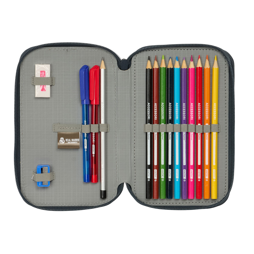 Estuche Escolar Real Madrid C.F. Blanco | Estuche Completo con Lápices, Bolígrafo y Accesorios 5