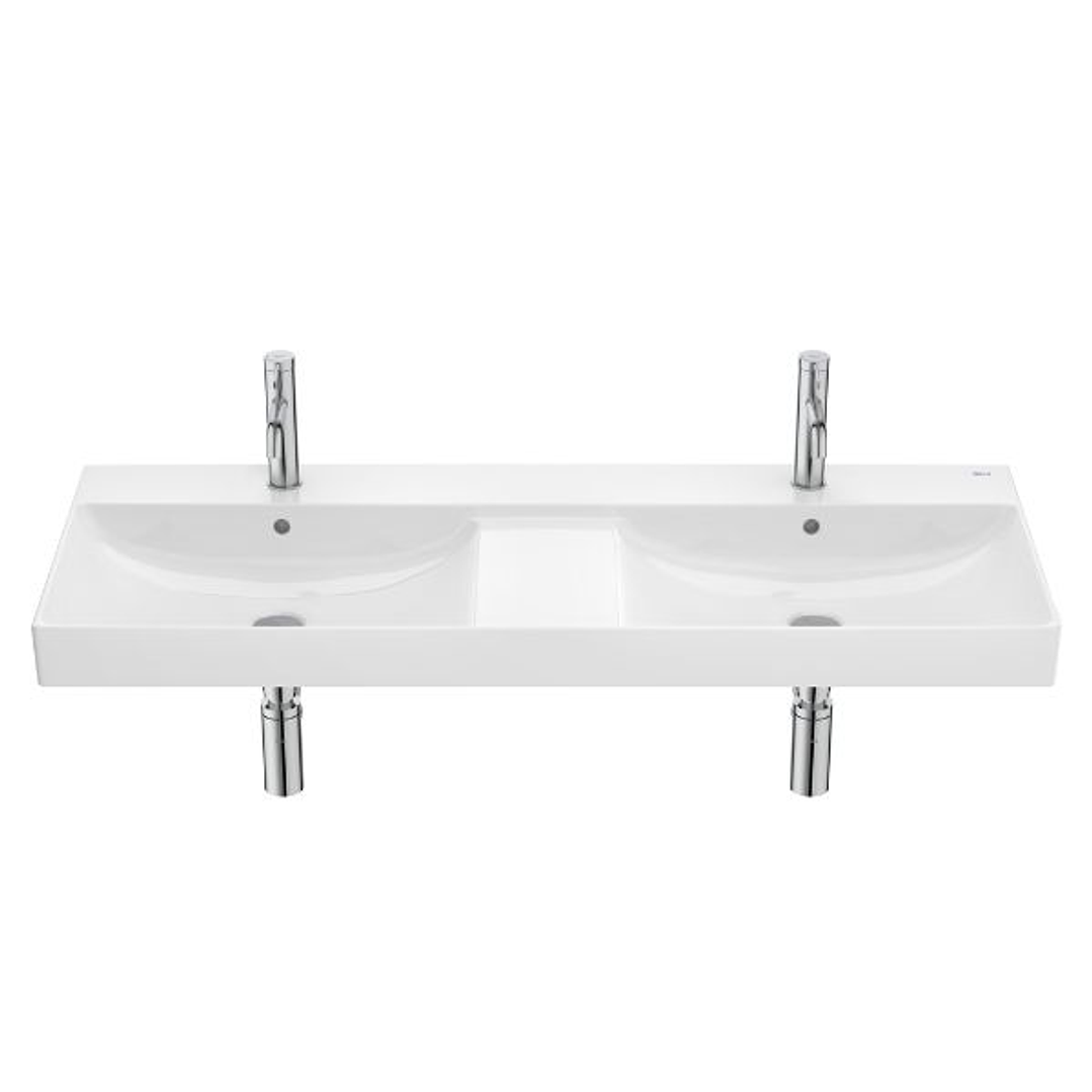 Lavabo Mural Doble GAMA ONA de Fineceramic® – Diseño Rectangular con Repisa Integrada y Alta Resistencia 2