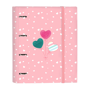 Carpeta de Anillas BlackFit8 Globitos Rosa 27x32 cm con 4 Anillas y Recambio