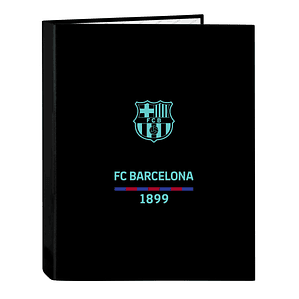 Carpeta de Anillas F.C. Barcelona Negra A4 | Diseño Deportivo con Tapa Dura y 4 Anillas Metálicas