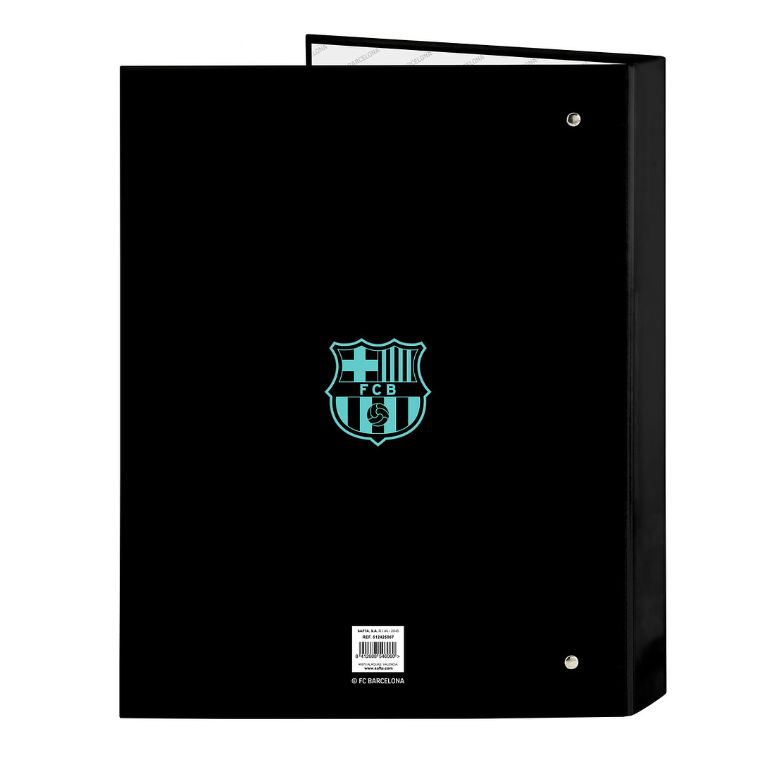 Carpeta de Anillas F.C. Barcelona Negra A4 | Diseño Deportivo con Tapa Dura y 4 Anillas Metálicas 2