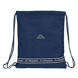 Bolsa Mochila con Cuerdas Kappa Azul Marino Juvenil | Mochila Saco Deportiva con Bolsillo Interior y Cierre de Cordón 35x40 cm