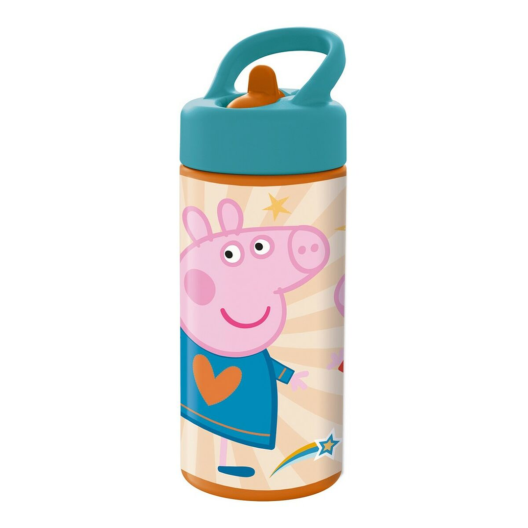Botella de Agua Infantil Peppa Pig Rosa 410 ml | Diseño Divertido, Libre de BPA y Asa de Transporte para Colegio y Excursiones 1