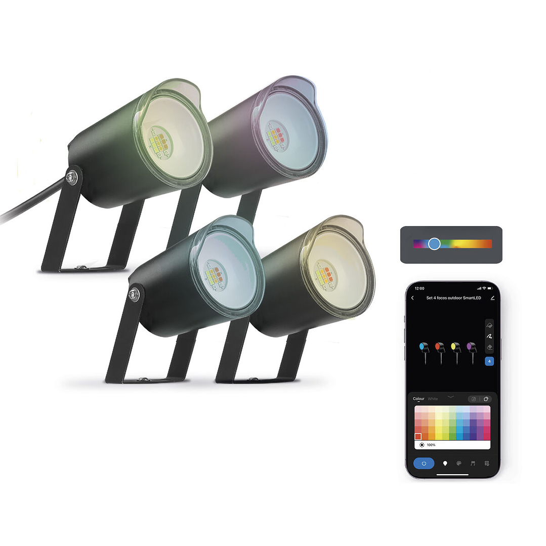 Foco LED KSIX SmartLED Negro 3000K IP65 | Pack de 4 Unidades con 18W de Potencia para Iluminación Exterior y Ambientes Cálidos 2