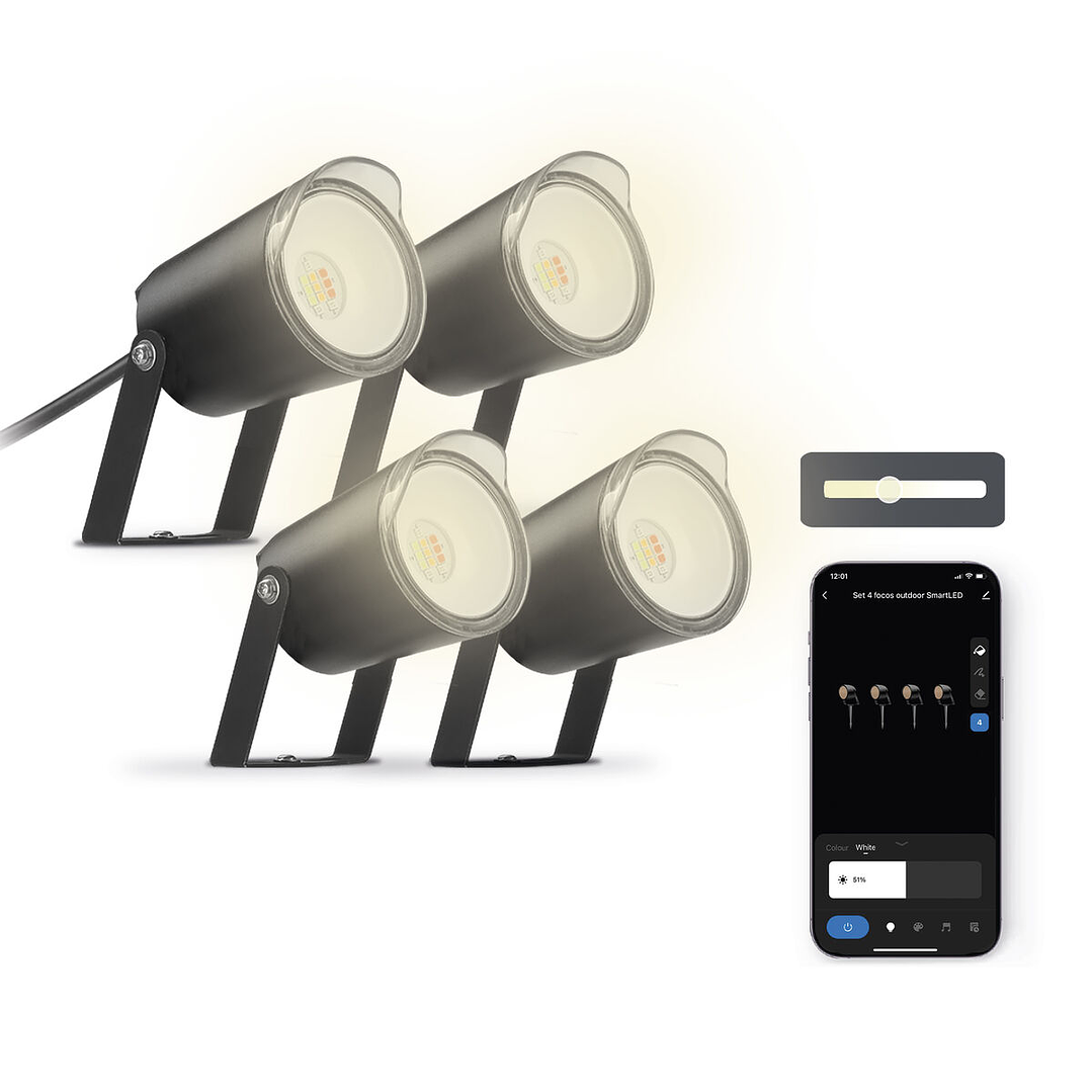 Foco LED KSIX SmartLED Negro 3000K IP65 | Pack de 4 Unidades con 18W de Potencia para Iluminación Exterior y Ambientes Cálidos 3