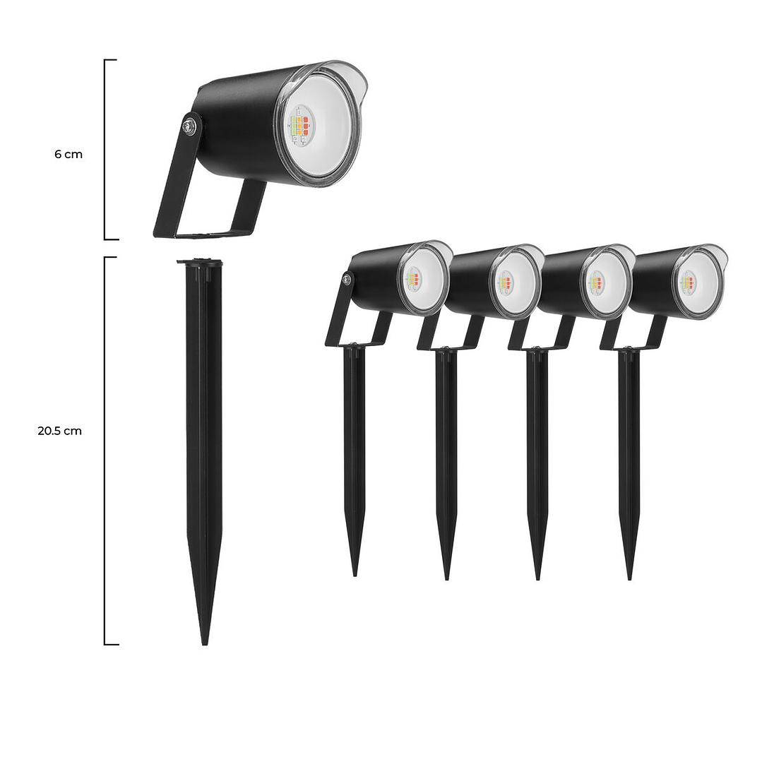 Foco LED KSIX SmartLED Negro 3000K IP65 | Pack de 4 Unidades con 18W de Potencia para Iluminación Exterior y Ambientes Cálidos 4