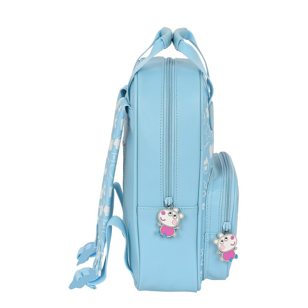 Mochila Infantil Peppa Pig Baby Azul Claro 20x28x8 cm con Hombreras Acolchadas y Bolsillo Frontal 3