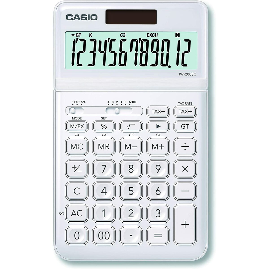Calculadora de Escritorio Casio JW-200SC-WE Blanca – Diseño Elegante, Plástico Resistente, con Estuche Original 2