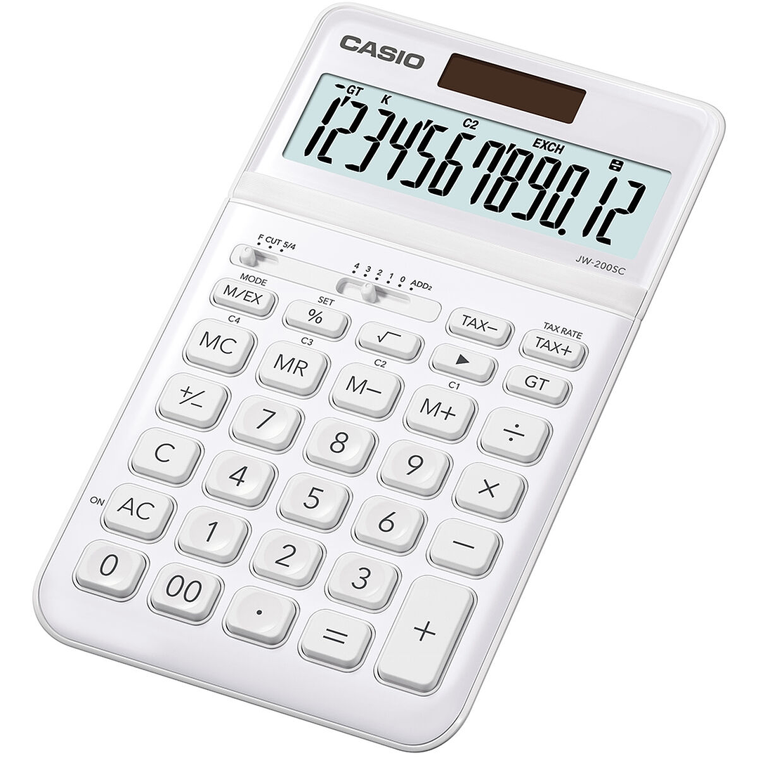 Calculadora de Escritorio Casio JW-200SC-WE Blanca – Diseño Elegante, Plástico Resistente, con Estuche Original 1
