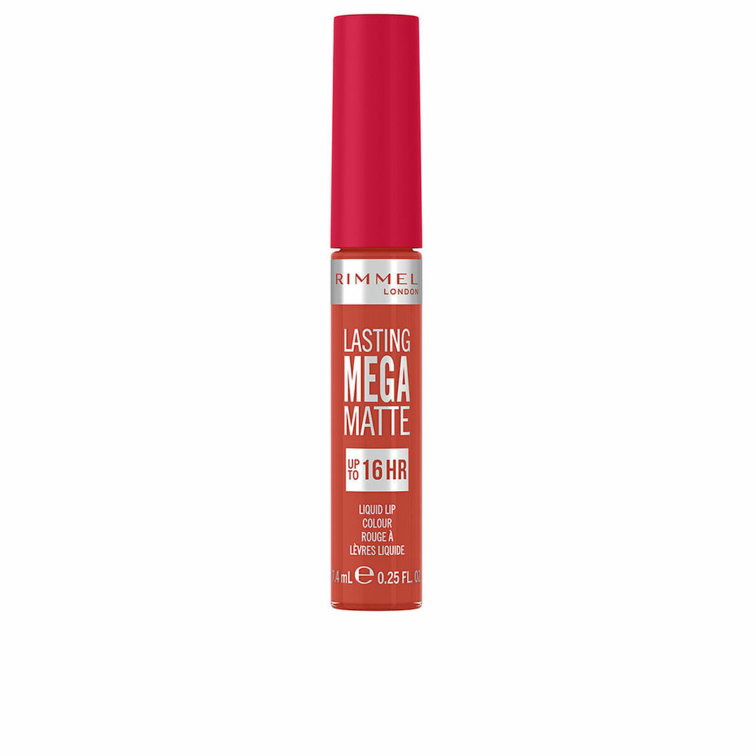 Labial Líquido Rimmel London Lasting Mega Matte Nº 920 Scarlet Flames – Color Intenso, Acabado Mate y Larga Duración Vegana 2
