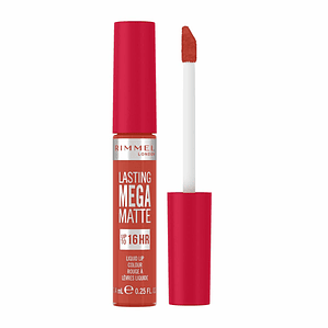 Labial Líquido Rimmel London Lasting Mega Matte Nº 920 Scarlet Flames – Color Intenso, Acabado Mate y Larga Duración Vegana