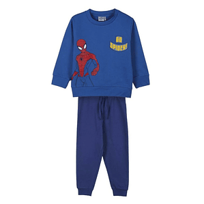 Chándal Infantil Spider-Man Azul 100% Algodón con Sudadera y Pantalón para Niños