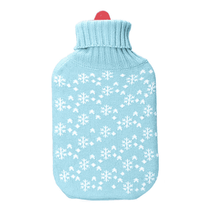 Bolsa de Agua Caliente EDM 76771 Azul con Copos de Nieve – Lana 2L para Alivio Térmico y Bienestar en Invierno