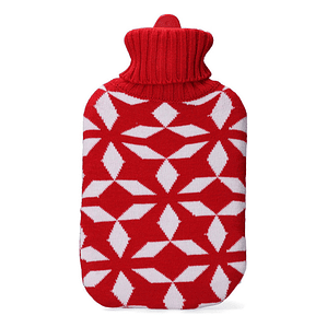 Bolsa de Agua Caliente EDM 76774 Rojo/Blanco de Lana 2L – Confort Térmico, Estilo Clásico y Alivio Natural para el Hogar