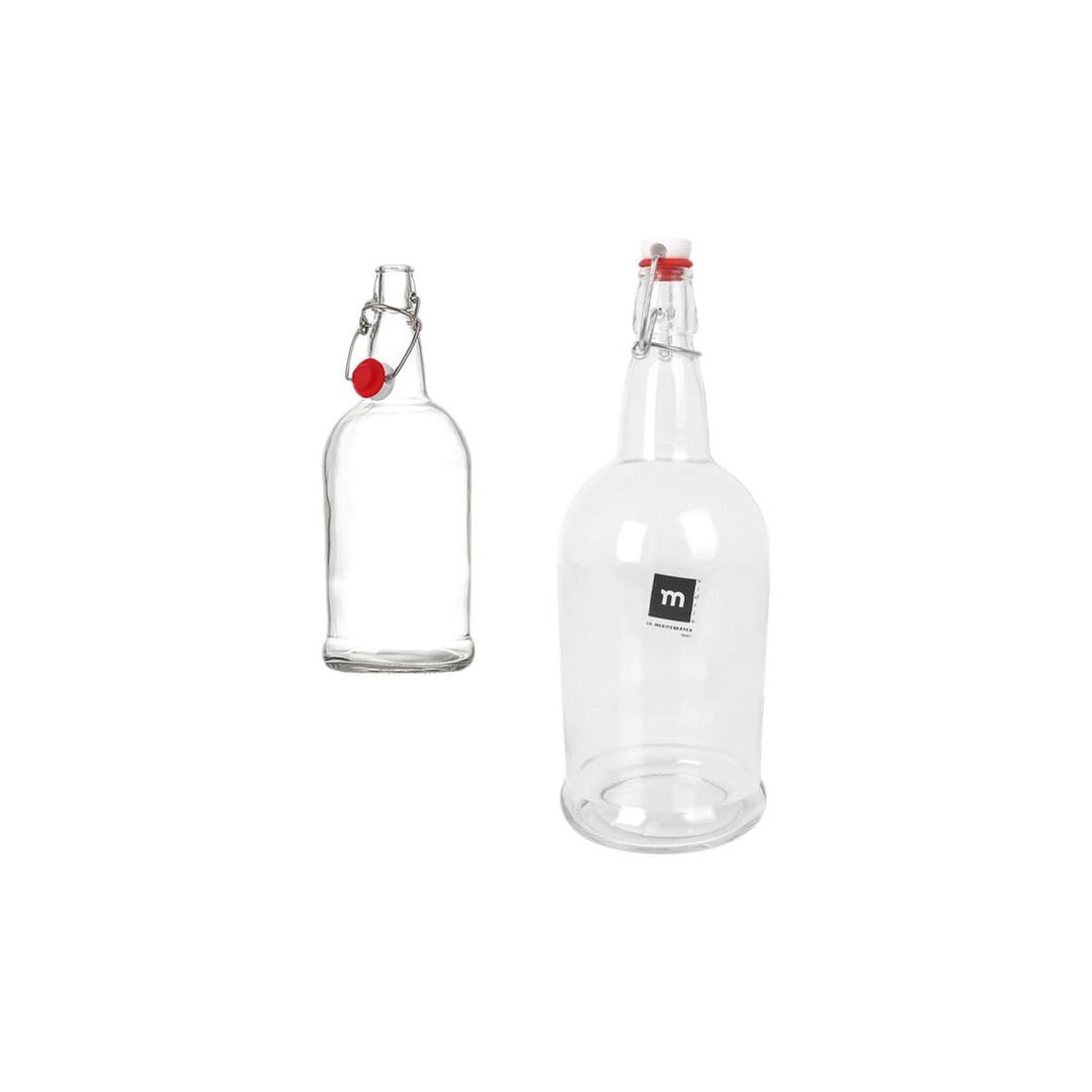 Pack de 12 Botellas de Cristal La Mediterránea 1 Litro – Herméticas con Tapón, Elegantes y Reutilizables para Cocina y Hostelería 2