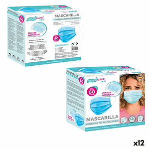 Caja de Mascarillas Higiénicas SensiKare (12 Cajas x 50 Unidades)  Protección Diaria, Alta Calidad y Comodidad para Uso Colectivo
