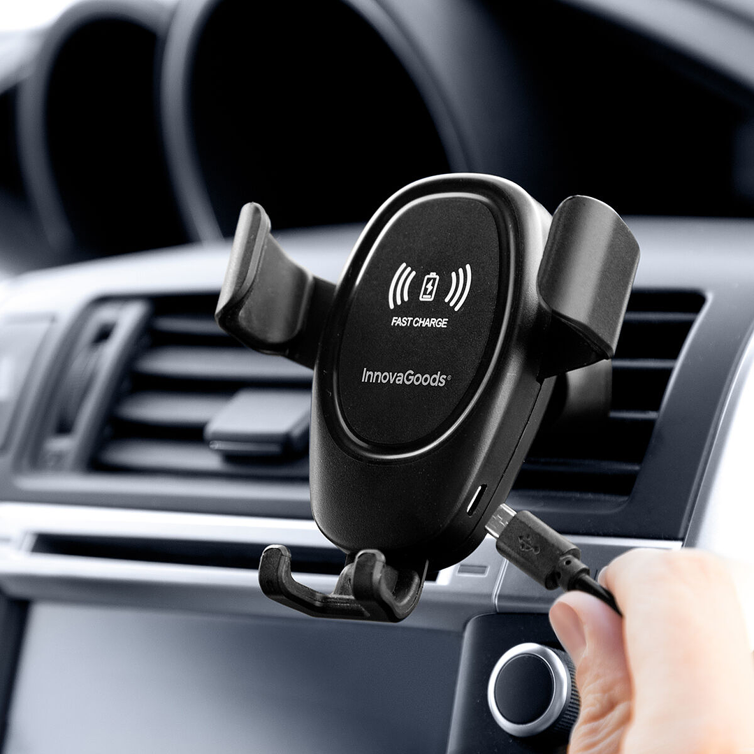 Soporte de Móvil con Cargador Inalámbrico para Coche Wolder InnovaGoods – 2 en 1, Rotación 360º y Carga Rápida 10W 7