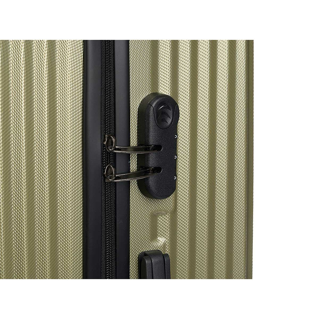 Maleta de Cabina HT-017-N Verde con Rayas 55x35x20 cm – Equipaje Compacto, Resistente y Ligero para Viajes en Avión 3