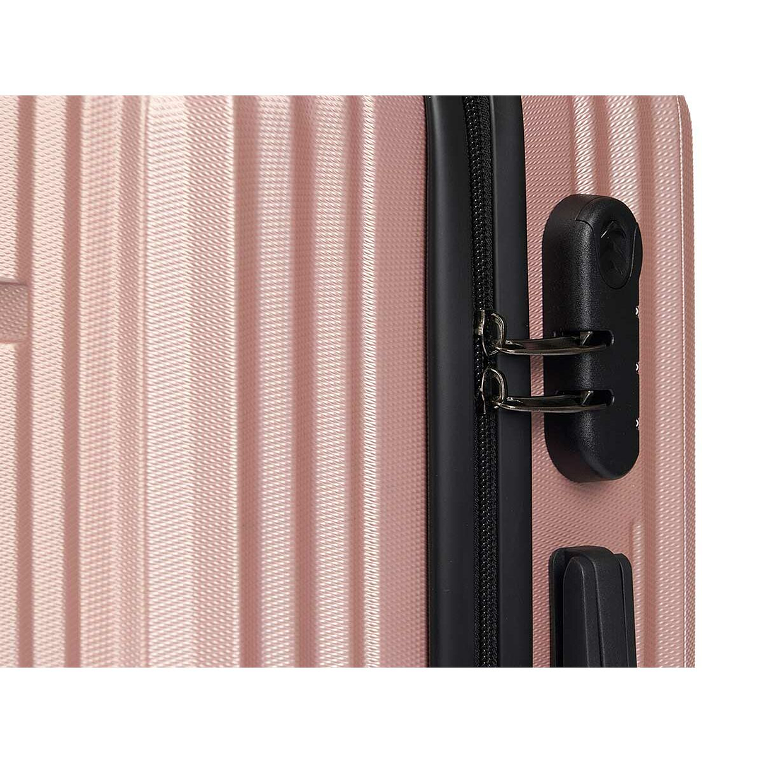 Maleta de Cabina Rosa HT-017-R 55x35x20 cm con Diseño de Rayas – Equipaje Ligero, Resistente y Elegante para Viajes Cortos y Escapadas Urbanas 4