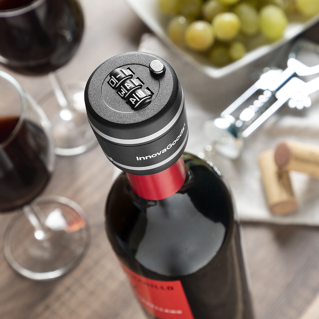 Candado para Botellas de Vino Botlock InnovaGoods con Combinación de 3 Dígitos – Seguridad Elegante, Compacta y Efectiva para Proteger el Contenido 1